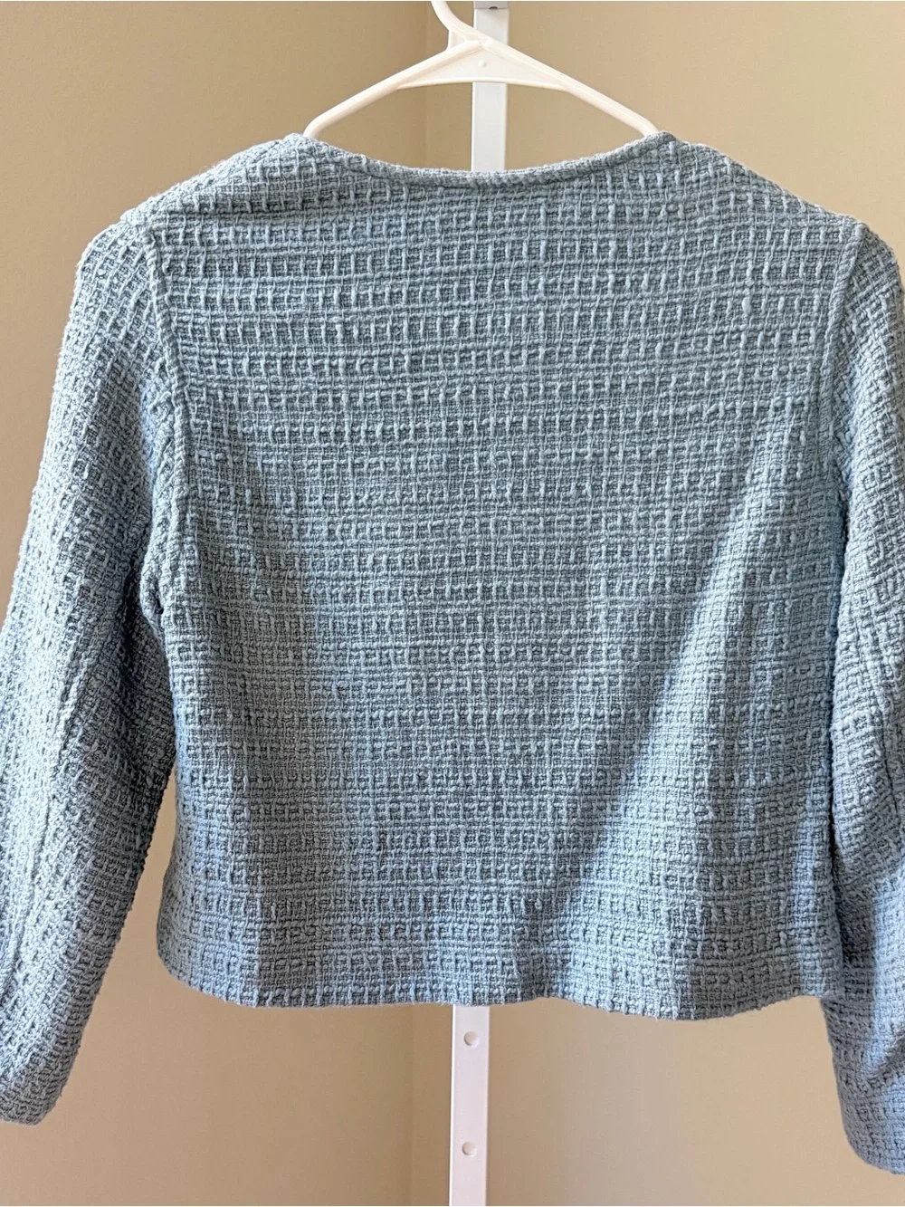 ZARA Light Blue Textured Cropped Jacket with Gold Buttons KIDS SIZE 11-12 YRS